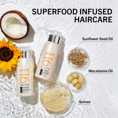Before use: dry lifeless hair ready for quinoa-based care