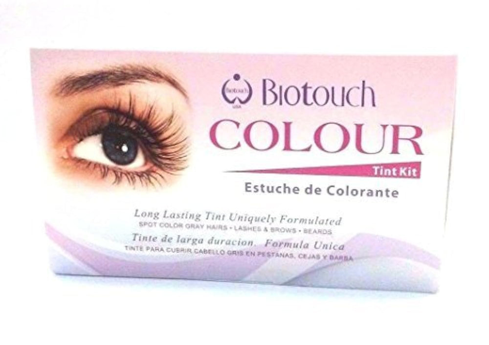 Biotouch Eye Lash Colour Tint Kit Black packaging showcases a professional at-home tint solution.
