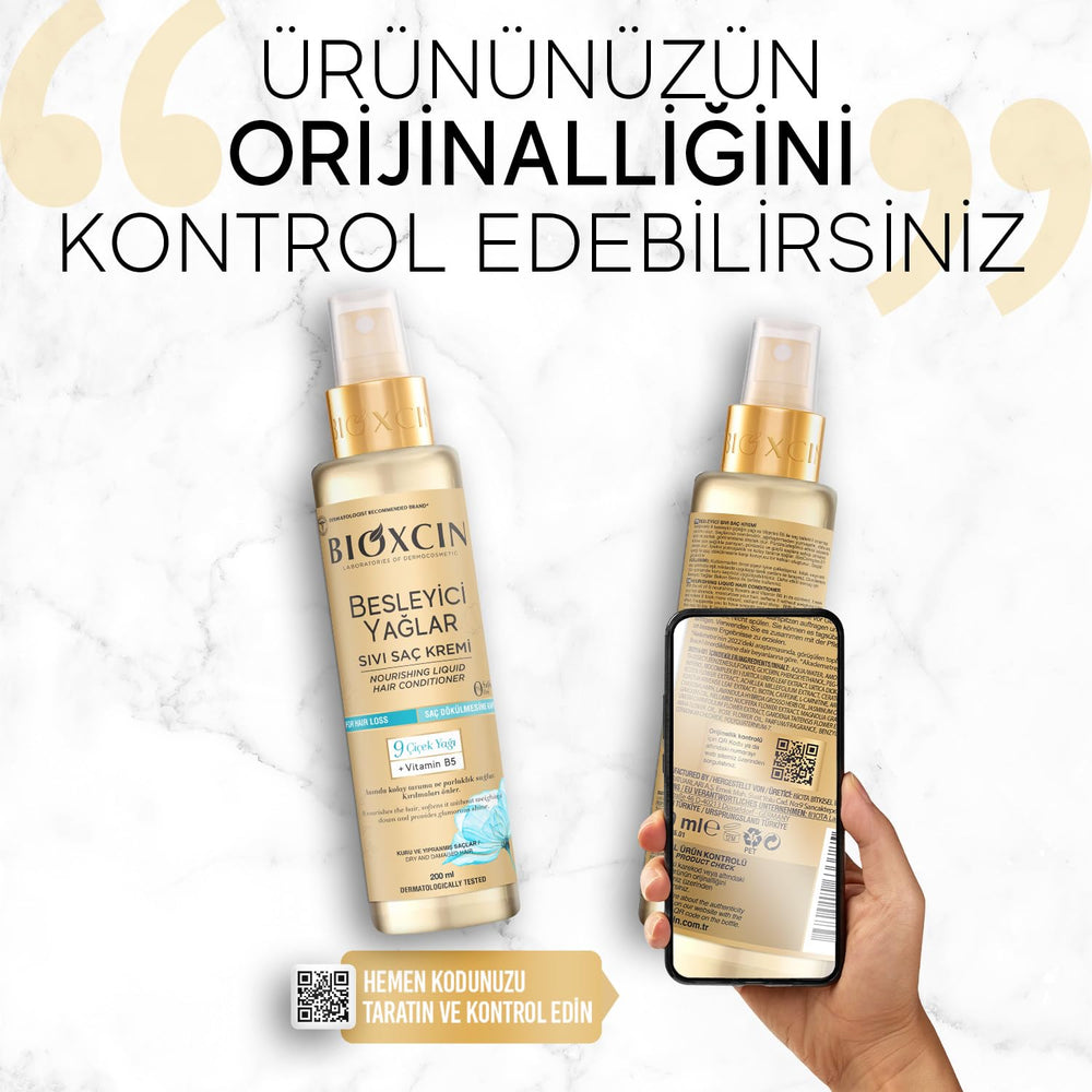 BIOXCIN sulfate-free conditioner badge and bottle label detail.
