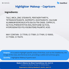 Bissú Powder Highlighter Capricorn 08 blends smoothly for seamless glow on the face.
