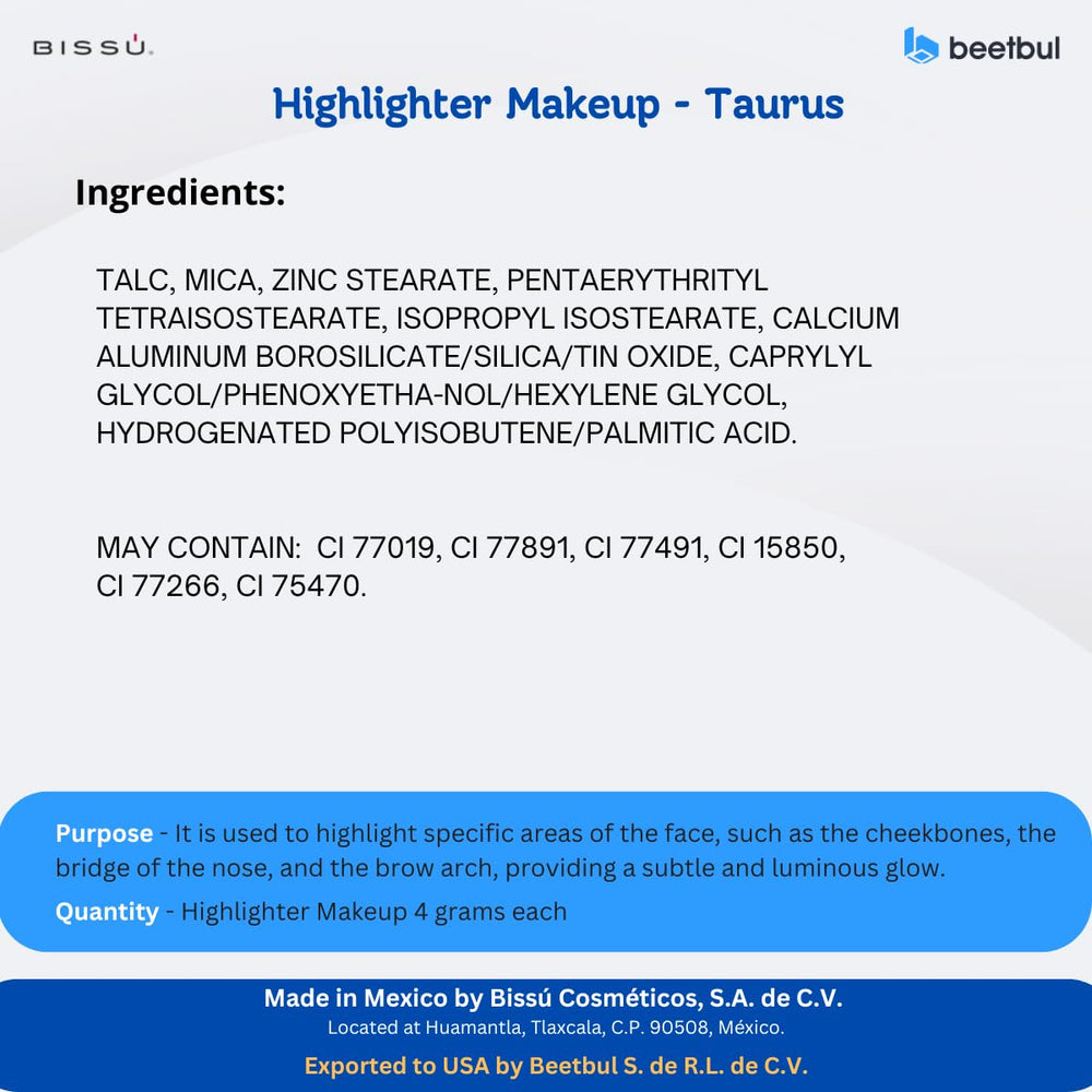 Bissú Highlighter on brow bone and nose bridge for lift