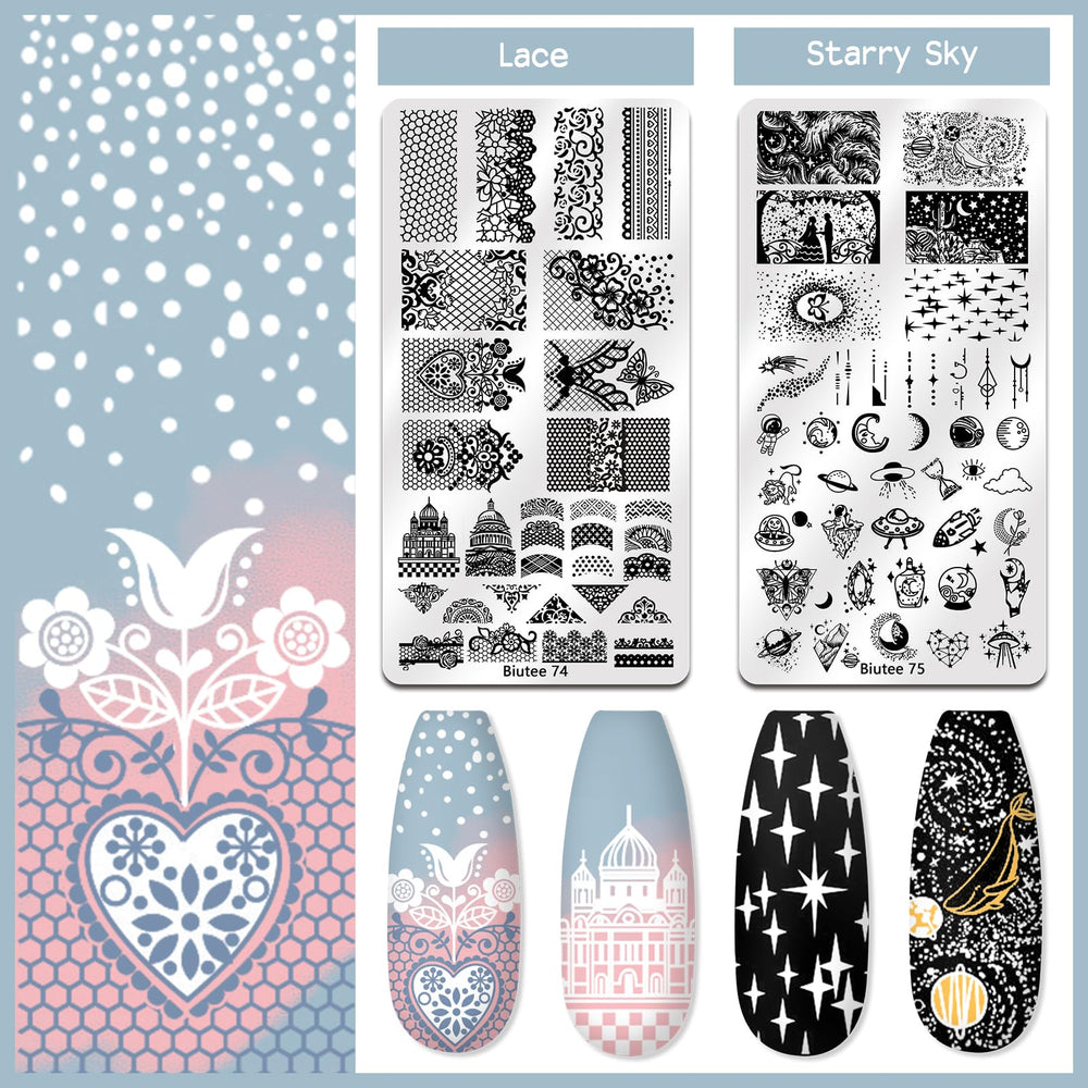 Biutee floral and lace designs for stylish manicures
