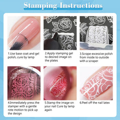 Biutee stamping gel is compatible with plates and stampers for versatile designs