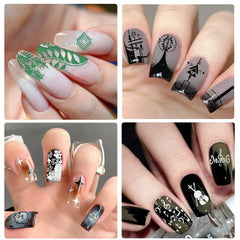 Biutee polish works with stamping plates for versatile nail designs.