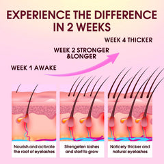 Biysber lash serum before and after visuals show length and fullness.