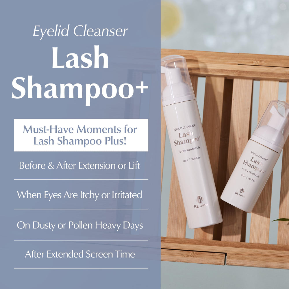 BL BL Lash Shampoo foaming microbubbles lifting oil and makeup gently.