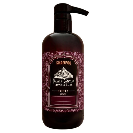 Black Canyon Frankincense & Golden Myrrh shampoo bottle pour for daily hydration.
