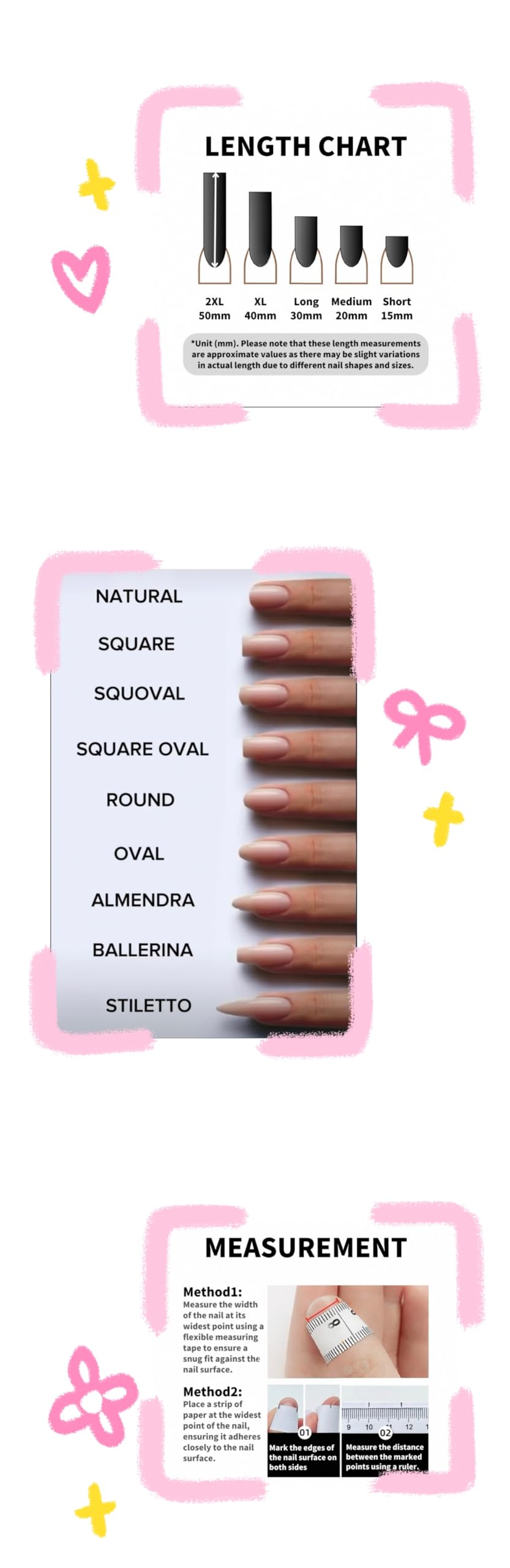 Black Double Pink Cat Eye Nails include 10 sizes for a secure fit.