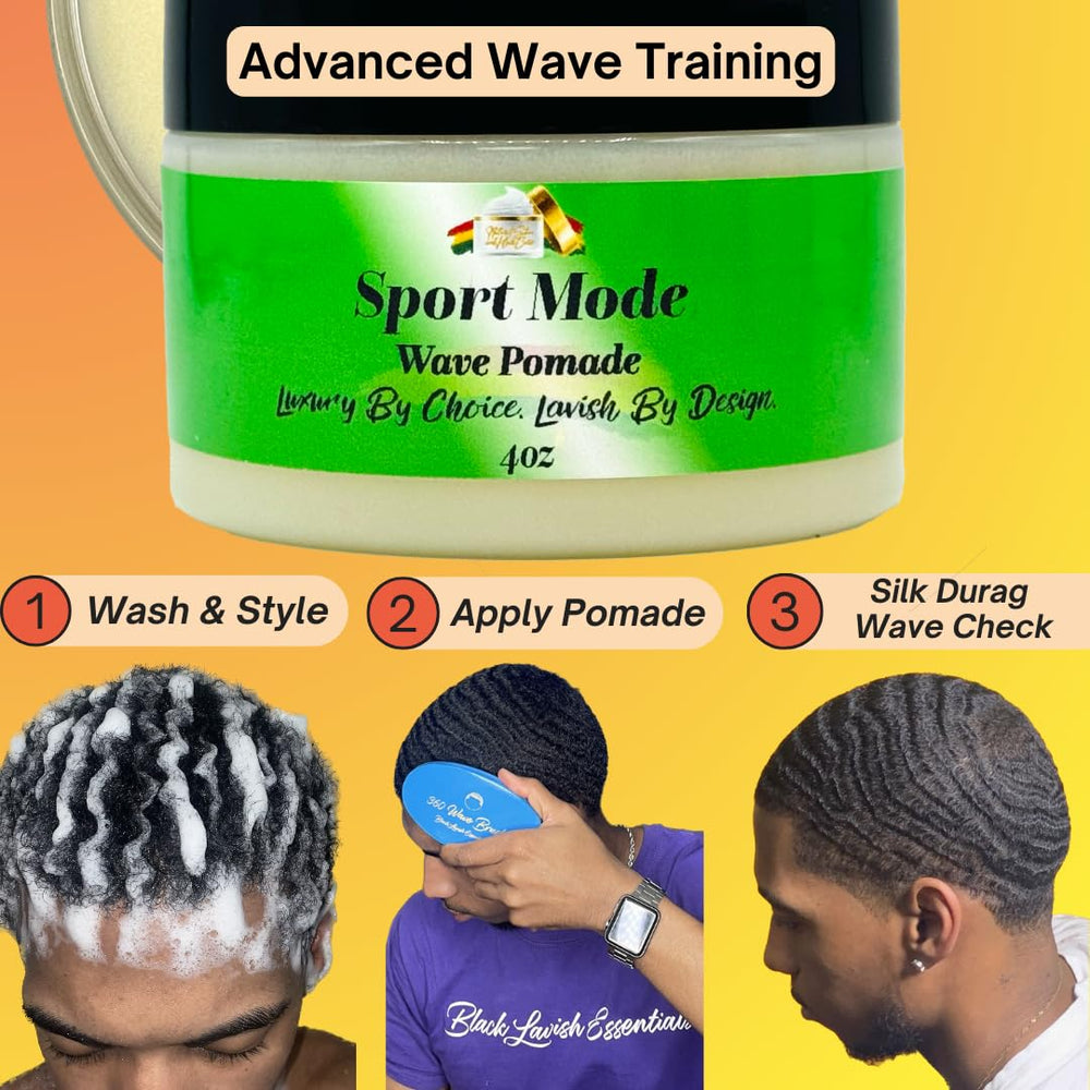 Black Lavish Essentials 360 waves pattern shows smooth definition and strong hold.