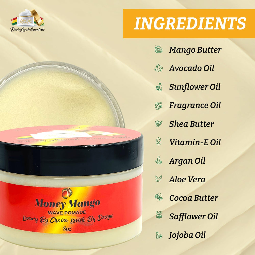 Shiny waves under lighting accentuate the Money Mango Pomade glow