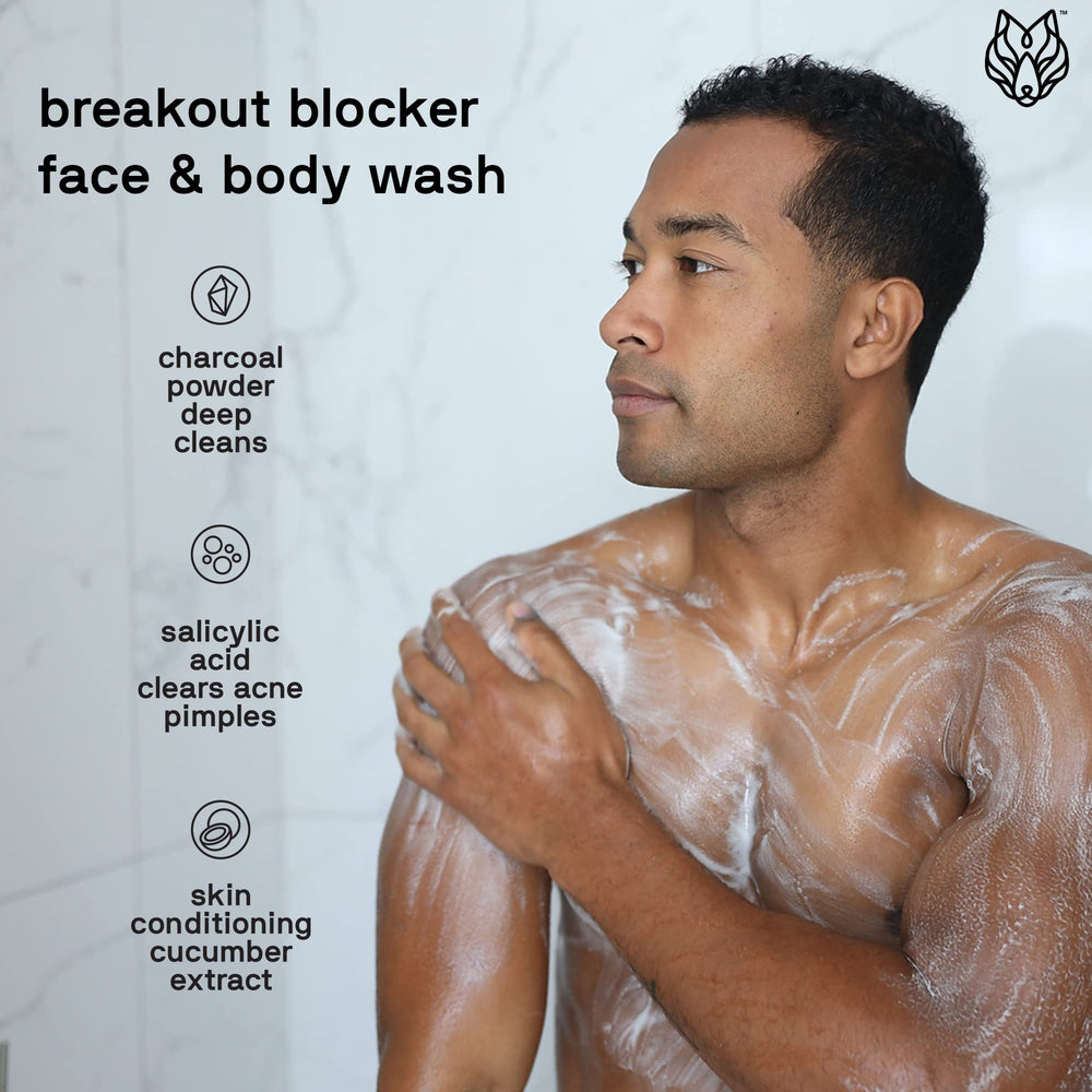 Black Wolf Charcoal Body Wash bottle for daily cleansing and shine control