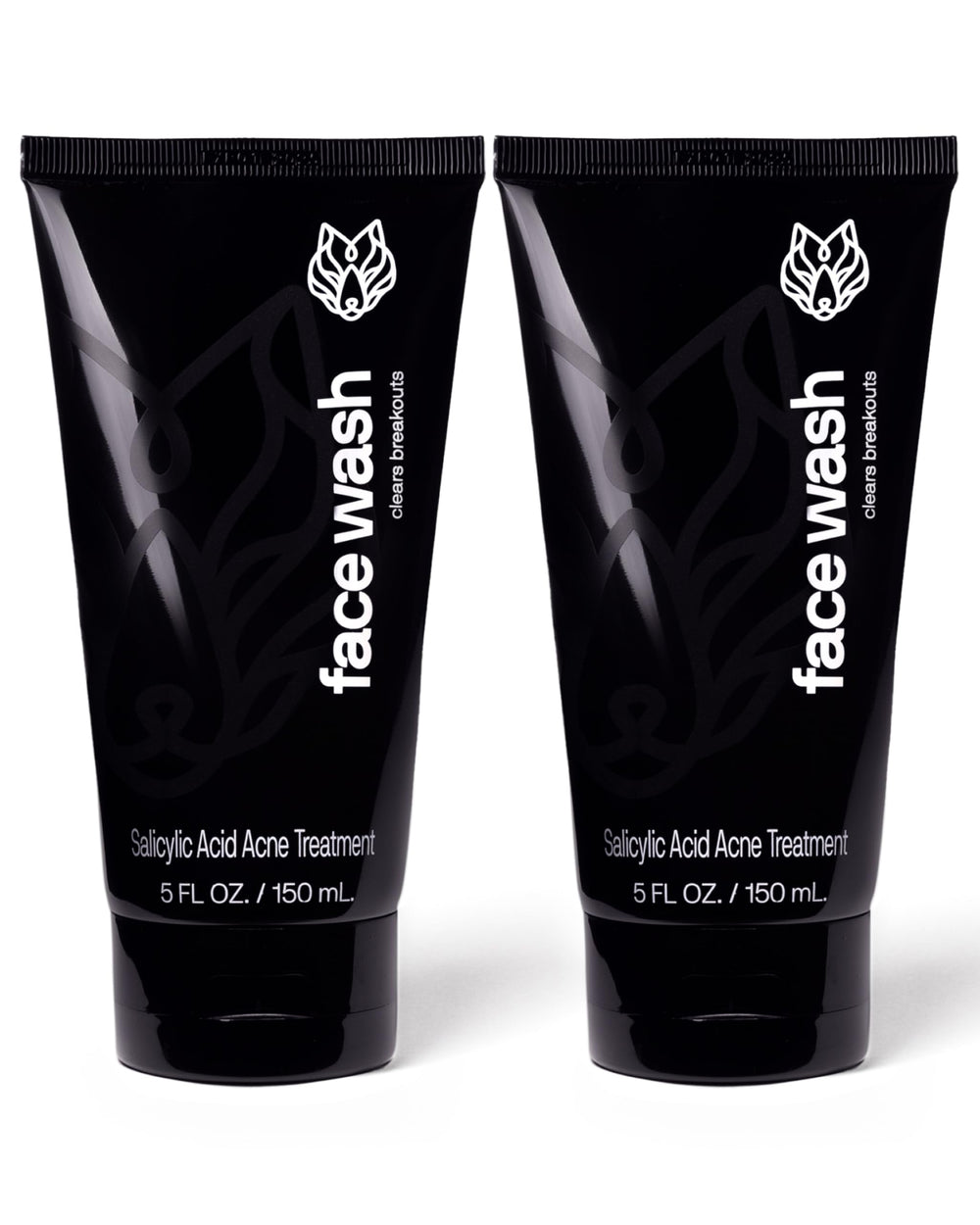 Black Wolf Charcoal Face Wash bottle front with brand visible and pores ready for cleansing.