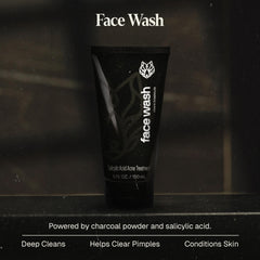 Black Wolf lather-foam demonstrates daily cleansing for clear skin.