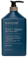 Sea Surf bottle scene from Blackstone Mens Grooming, USA-made and paraben-free.