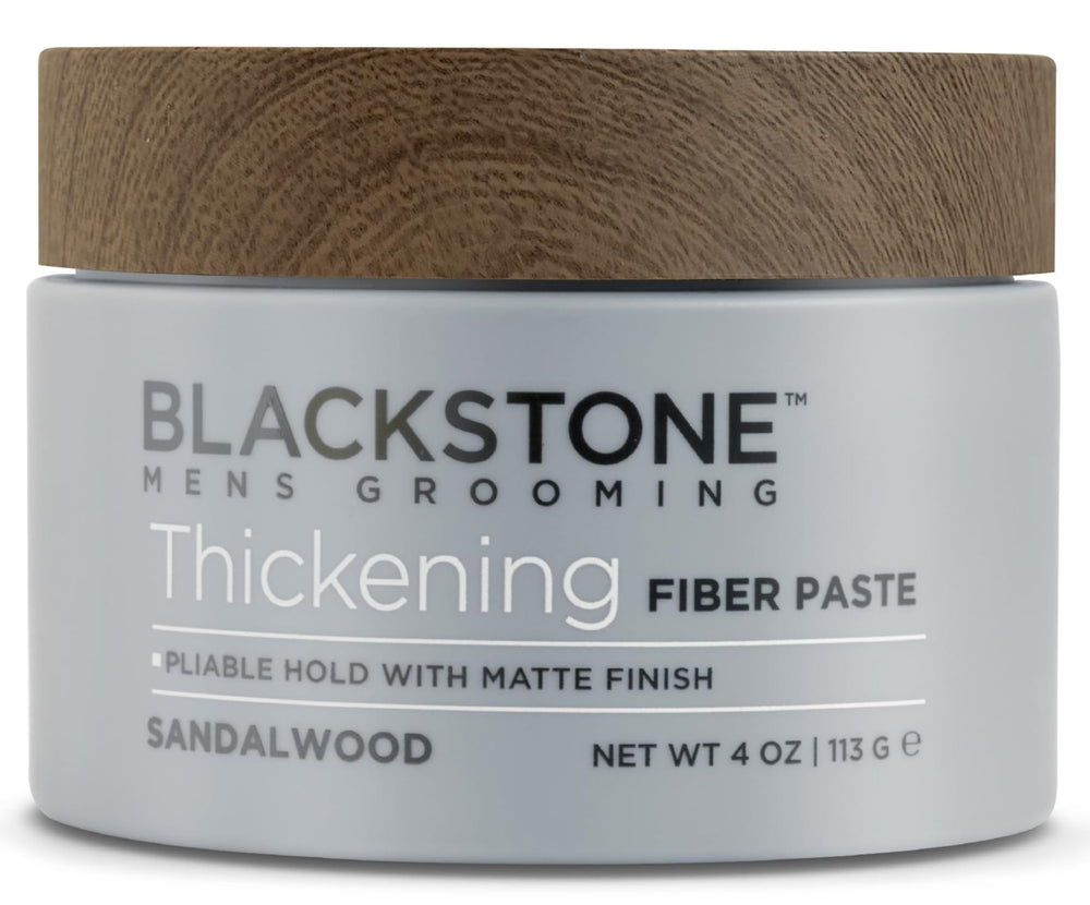 Blackstone Thickening Fiber Paste bottle shows volume-boosting styling benefits