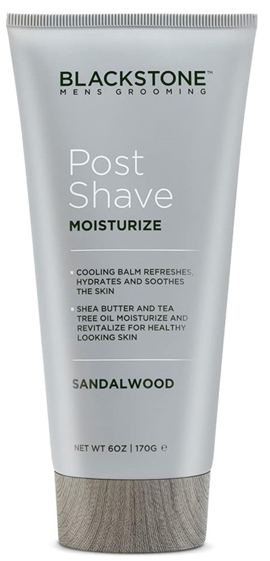 Blackstone post shave moisturizer bottle closeup for soothing aftershave comfort