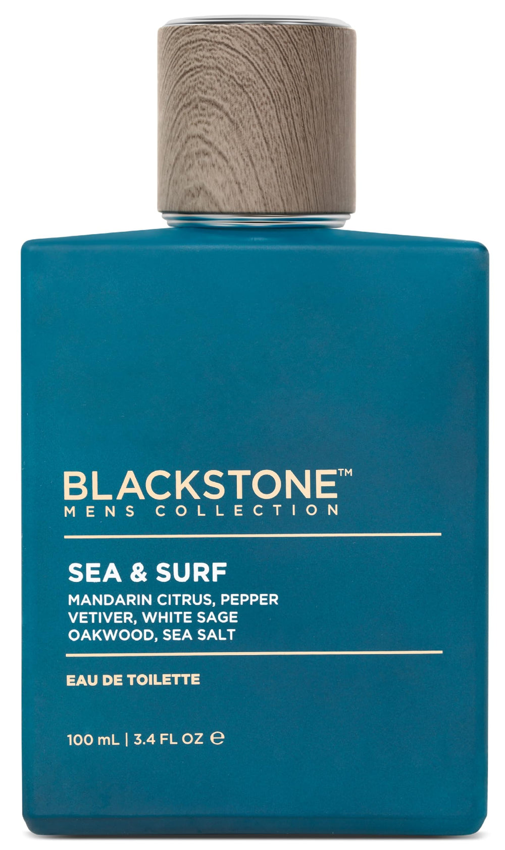 Blackstone Sea & Surf bottle front, showcasing fresh coastal scent for daily wear.