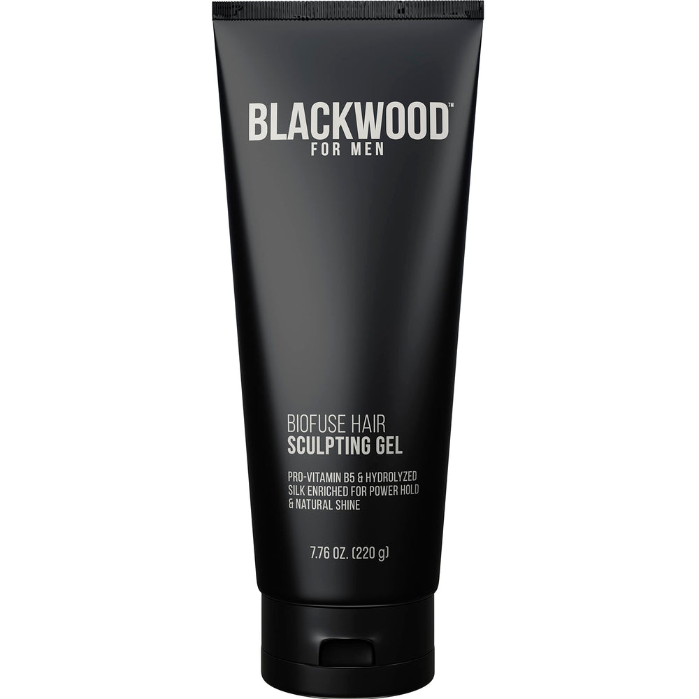 Blackwood For Men BioFuse gel bottle close-up for premium hair styling.