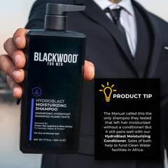 Blackwood For Men Hydroblast packaging highlighting sustainable vegan formula