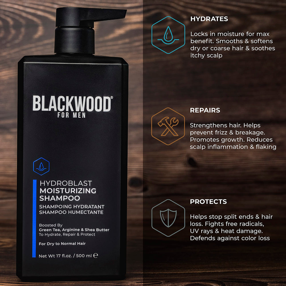 Blackwood For Men Hydroblast shampoo foam illustrating lightweight hydration