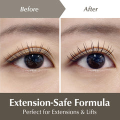 BL BL Lashes Noir Mascara is extension-safe, with low oil content to protect adhesives.