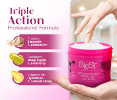 Blest Intense Protein Mask texture appears as a rich velvety cream.
