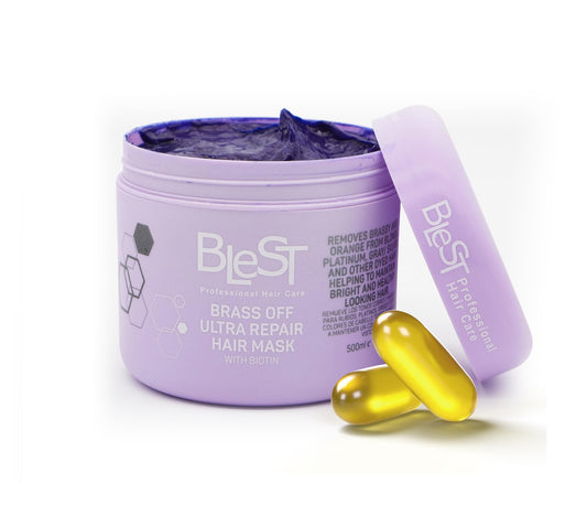 BLEST Professional Hair Care Mask bottle delivers deep hydration for dry hair.