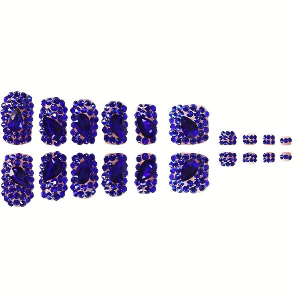 BLGTGH Diamond press on nails provide full-cover, reusable wear for durable style.