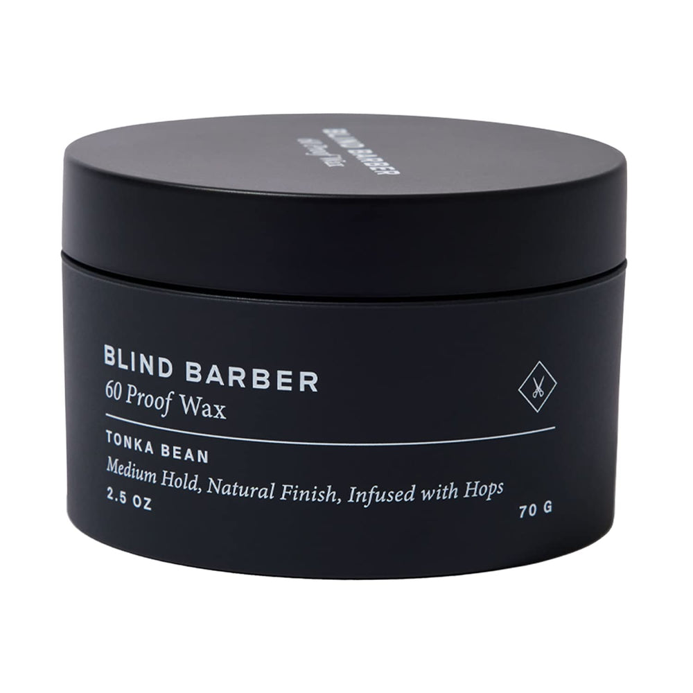 Blind Barber 60 Proof Hair Wax bottle showing water-based formula for easy rinse.