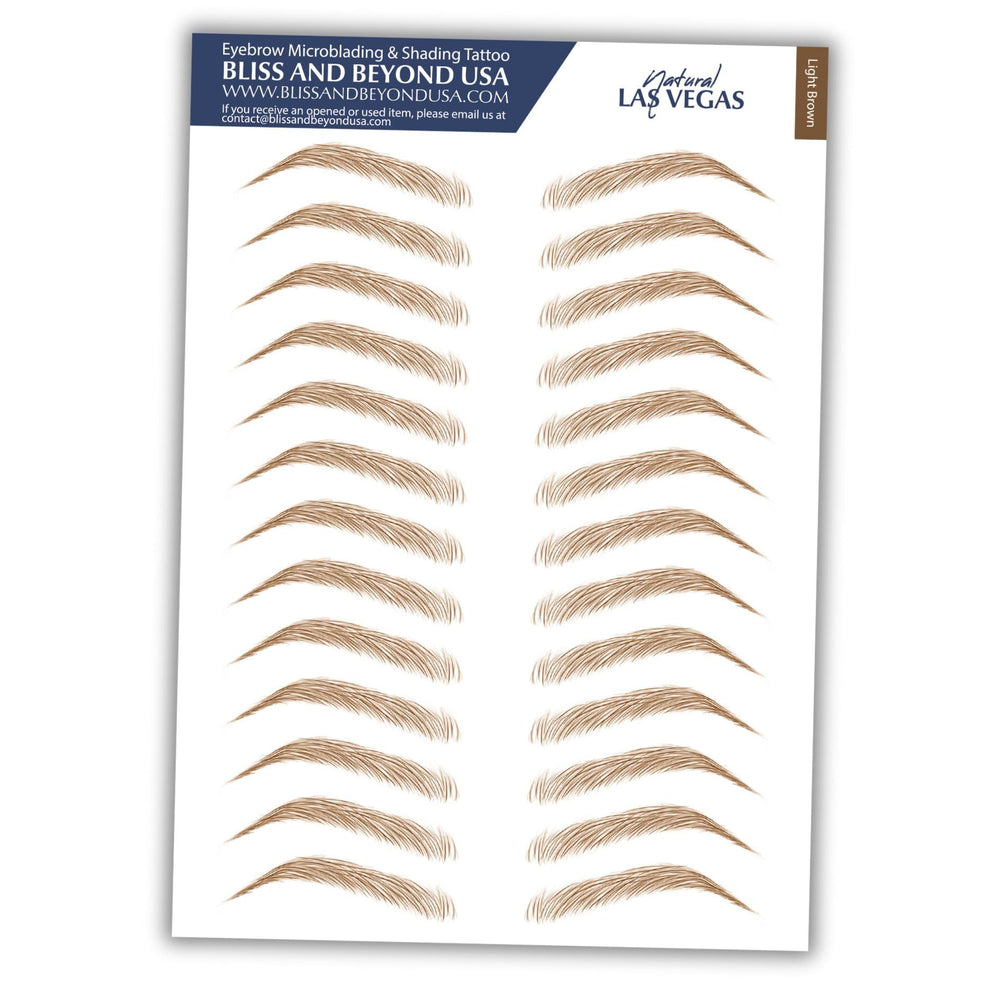 Bliss and Beyond USA waterproof eyebrow tattoos packaging close-up for easy selection