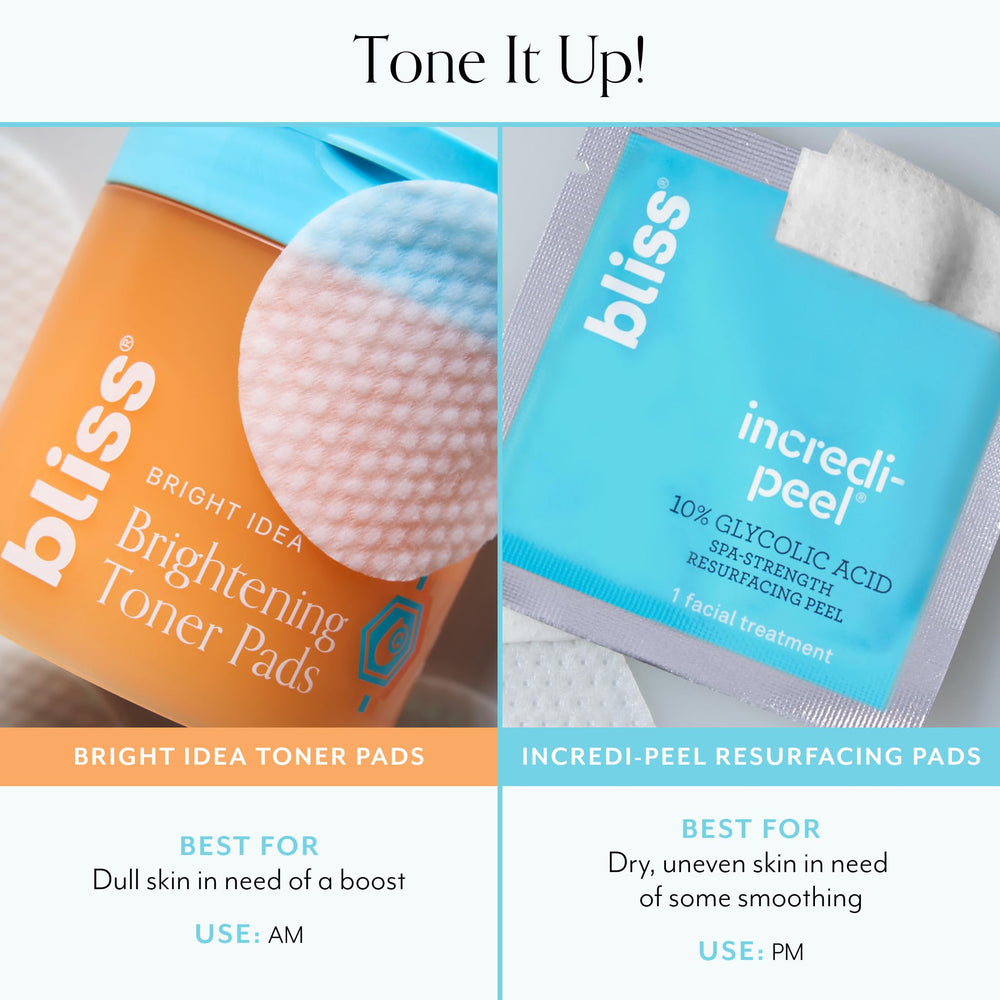 Bliss Bright Idea toner pad close-up texture with light citrus surface