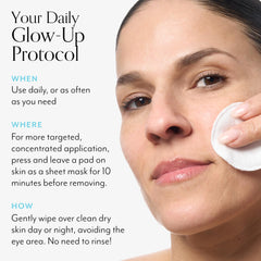 Bliss Bright Idea pads resting on skin as a leave-on brightening sheet mask