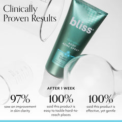 Bliss Clear Genius bottle back view highlighting ingredients and directions.
