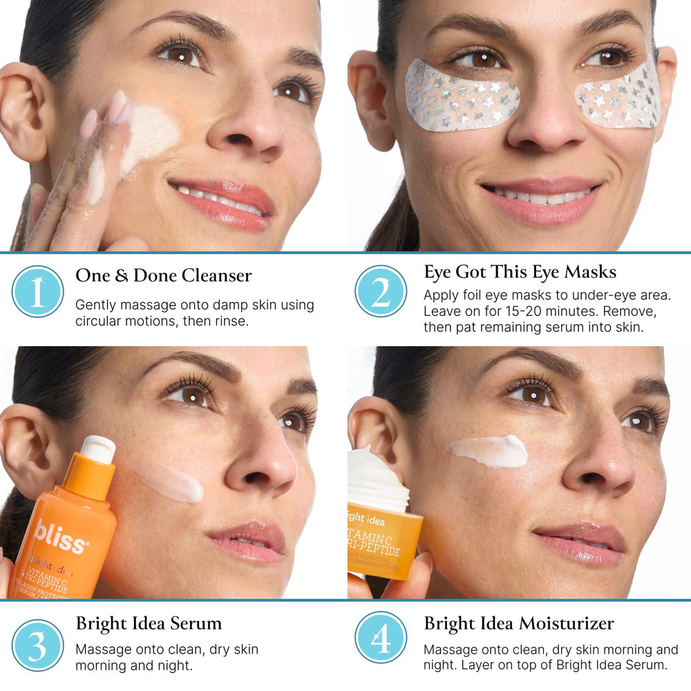 Bliss Elder Millennial Kit under-eye masks calm and de-puff tired eyes.