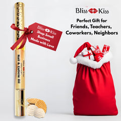 Travel-friendly Bliss Kiss nail oil pen fits in a purse for on-the-go care.