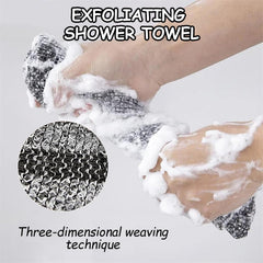 Blissal exfoliating towel double-sided texture close-up for effective exfoliation.