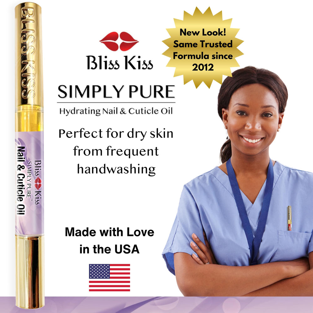 Compact Bliss Kiss cuticle oil pen designed for easy storage.
