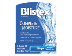 Blistex Complete Moisture lip balm stick close-up showing compact on-the-go hydration
