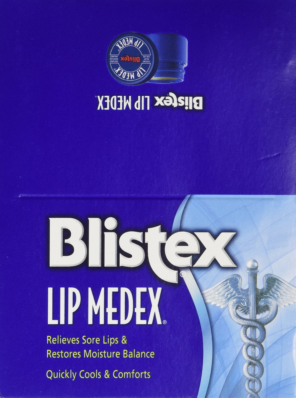 Ingredients highlight petrolatum and cocoa butter for moisture in Blistex Lip Medex