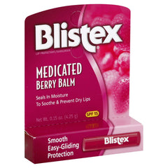 Blistex Medicated Berry Lip Balm tubes in a 24-pack, delivering moisture and protection