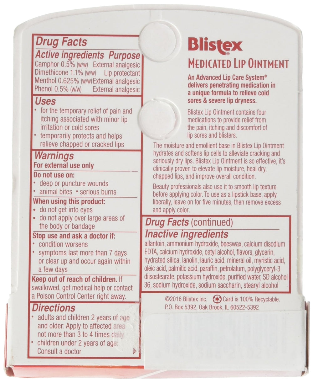 Close-up texture of Blistex Medicated Lip Ointment showing creamy hydration.