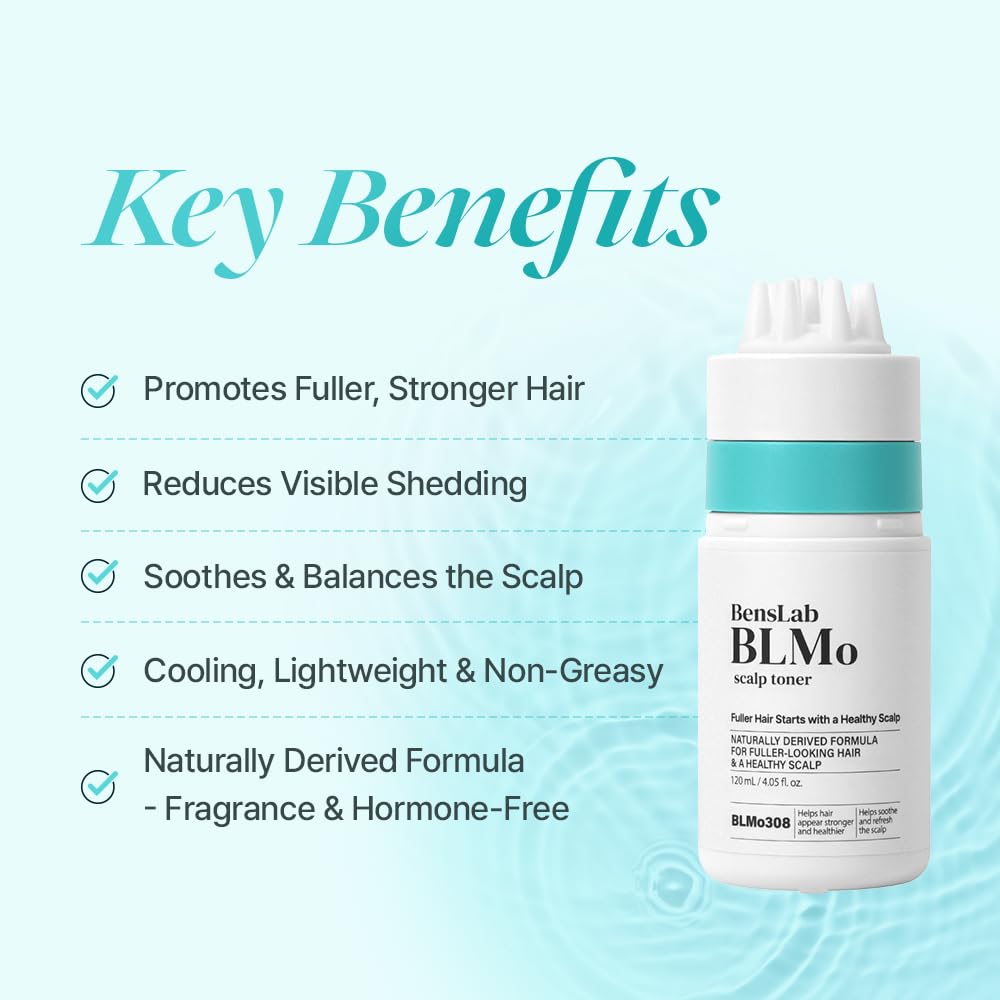 BLMo Scalp Toner 12-tip massager delivers targeted absorption to follicles