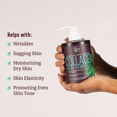 BLOOM IT'S A GREAT SKIN DAY body-lotion-pump demonstrates deep hydration for dry skin.