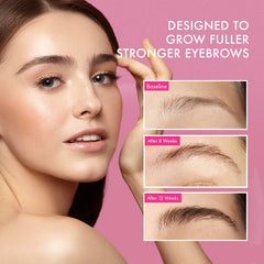 Blooskim eyebrow serum tube with natural ingredients visible for nourishing brows.