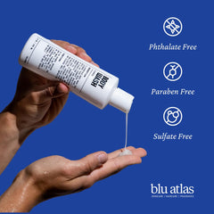 Blu Atlas Body Wash Coconut Emollients—calm skin and cleanse impurities.