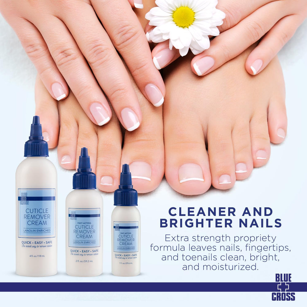 Blue Cross Cuticle Remover Cream softening dry cuticles for smoother nails