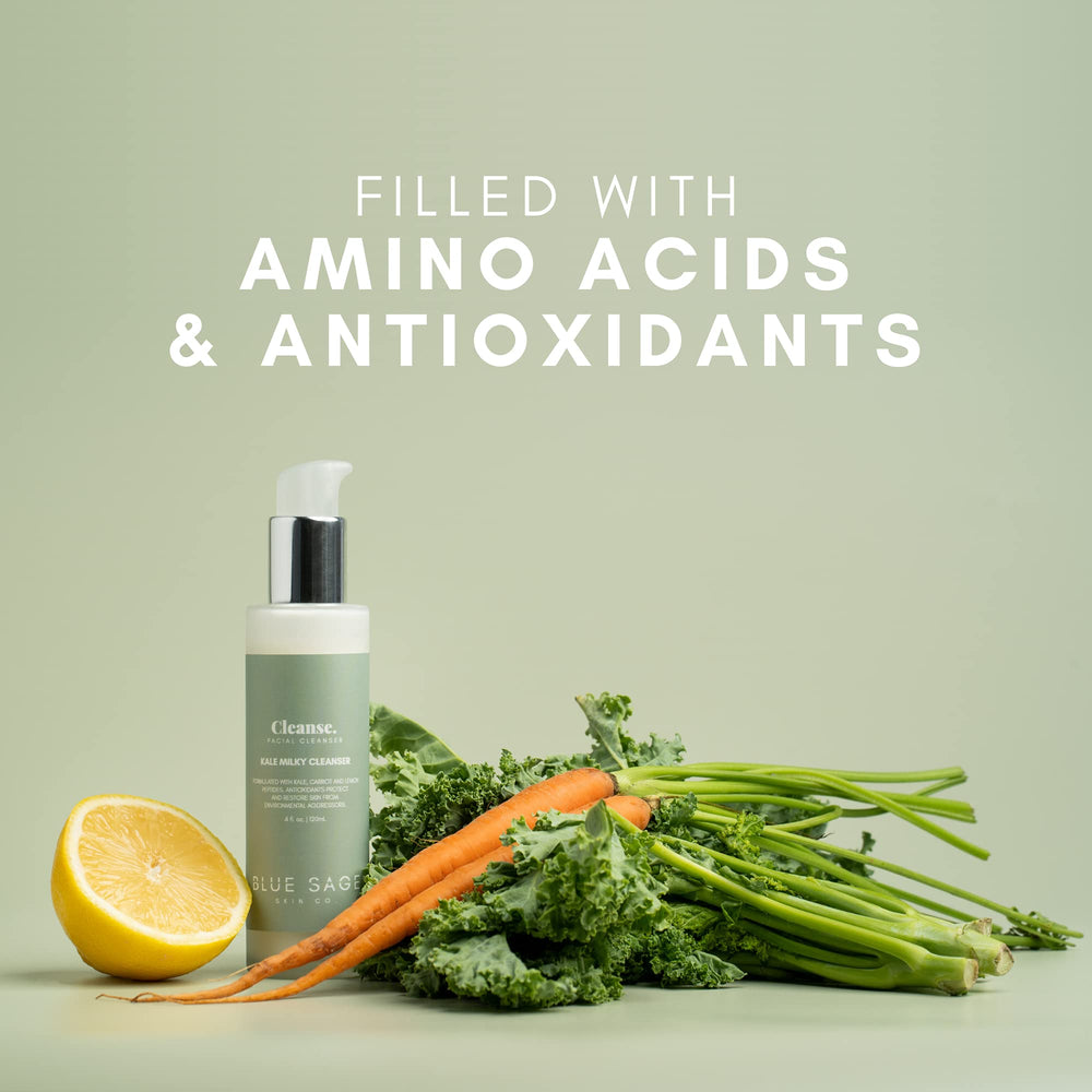 Blue Sage Kale Milky Cleanser foam demonstrating light hydration during cleansing