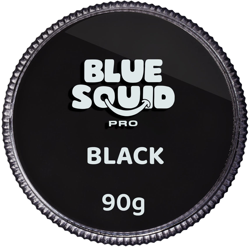 Blue Squid PRO black face paint 90g jar for bold professional designs.