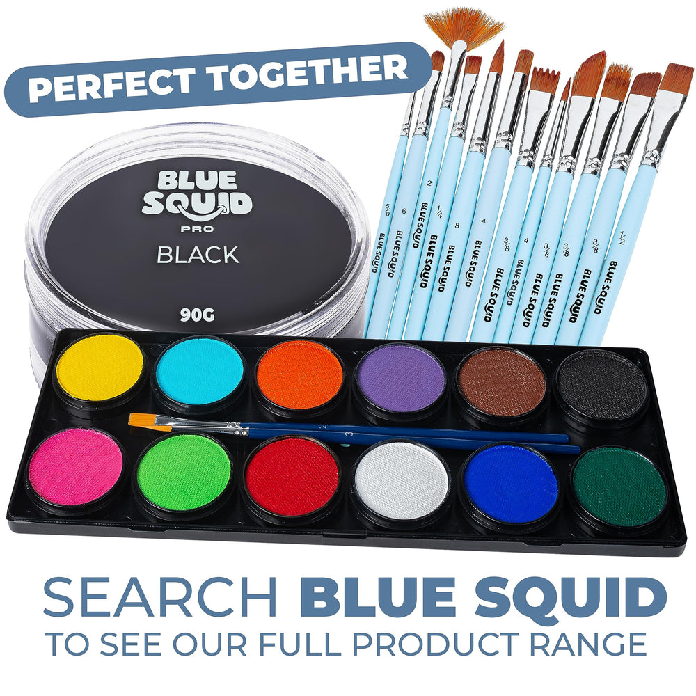 Blue Squid PRO black paint on sensitive skin with hypoallergenic formula.