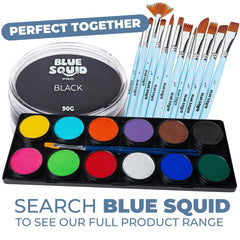 Blue Squid PRO black paint on sensitive skin with hypoallergenic formula.